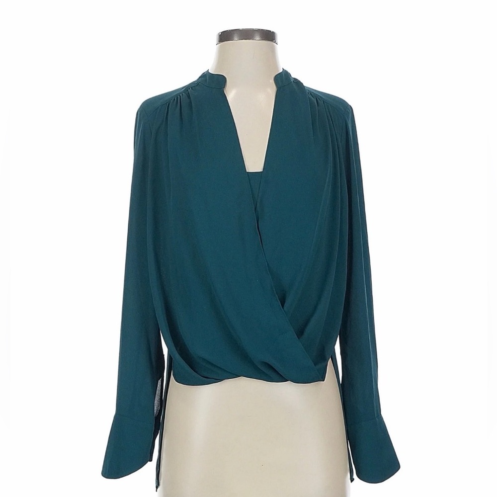 BCBGMaxAzria Teal Drape Blouse